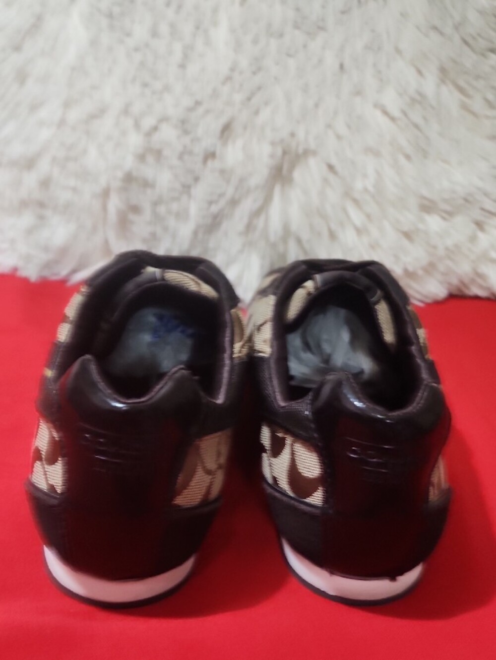 Coach Brown Signature Canvas Low-Top Sneakers with Dark Suede Trim - Picture 5 of 12